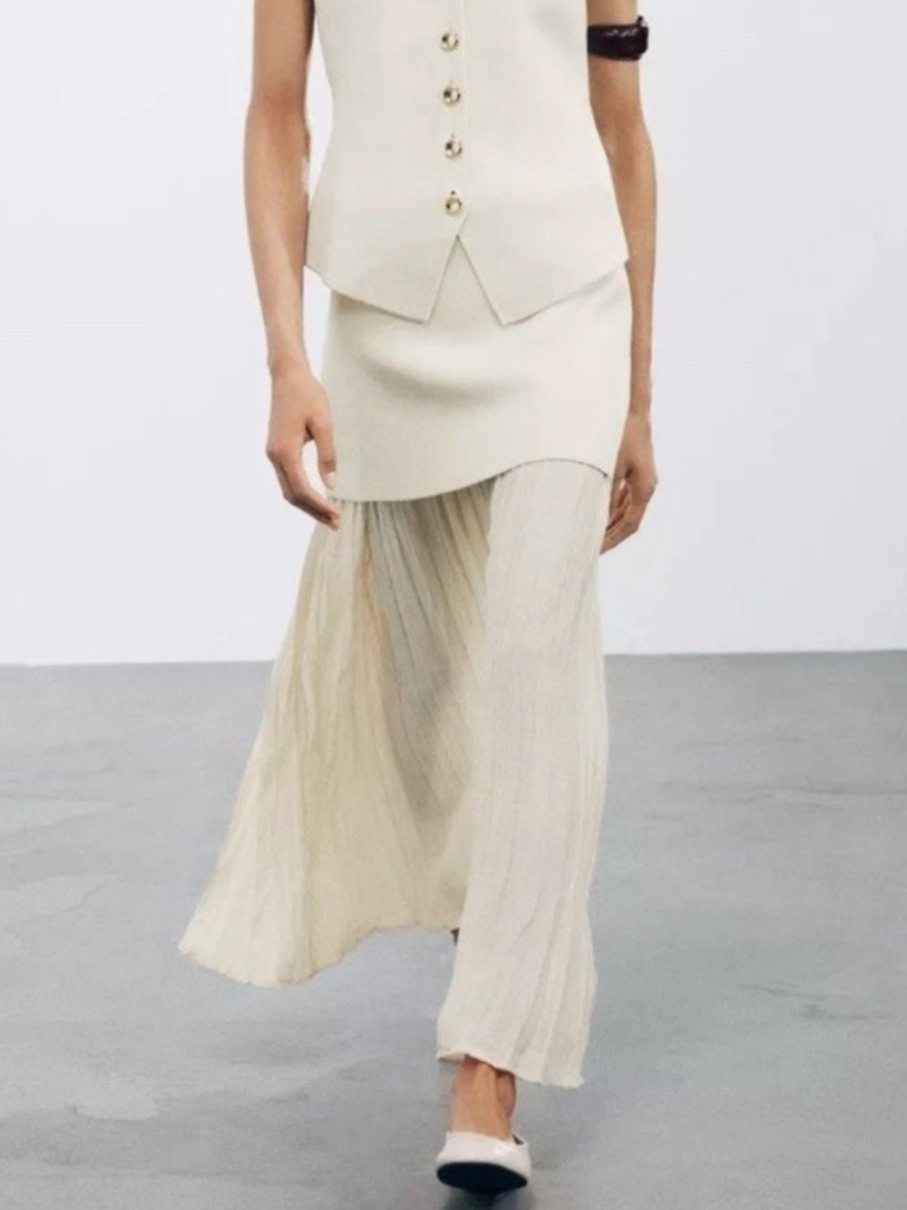 Zara mixed Pleated Maxi Skirt